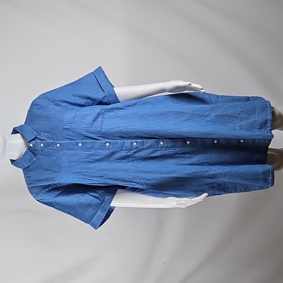 NWT Old Navy 100% Cotton Denim Blue Button Down Short Sleeve Shirt Dress - Picture 4 of 16